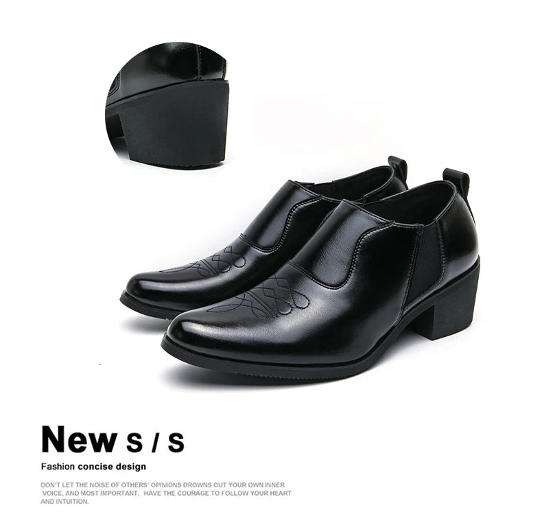 2024 Nieuwe mode heren formele kleding schoenen hoge hak mannelijke formele Chelsea Oxfords schoenen gespleten leren volwassen casual schoenen