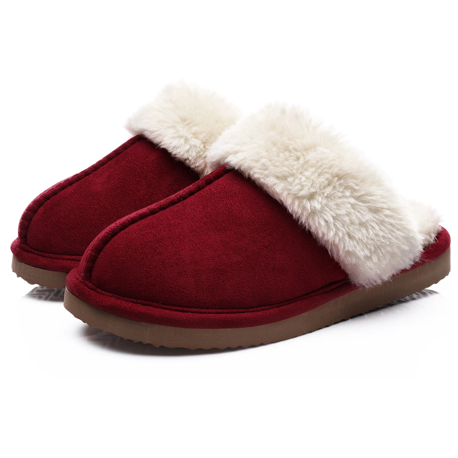 Unisex Winter Fur Slippers Home Suede Mules Short Plush Slippers For Indoor Warm Cosy Fuzzy Flats Slides For Men & Women