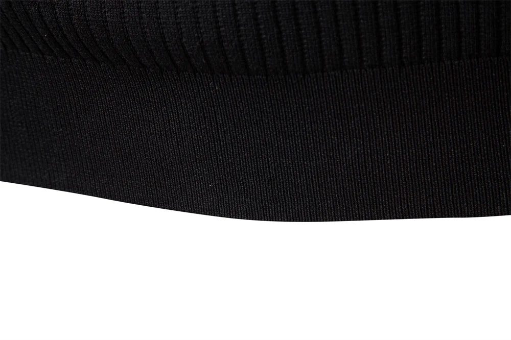 Men's Long Sleeve T-Shirt Fashion Knitted Slim Fit Polo Sweater Ribbed Henley Collar T-Shirt For Men