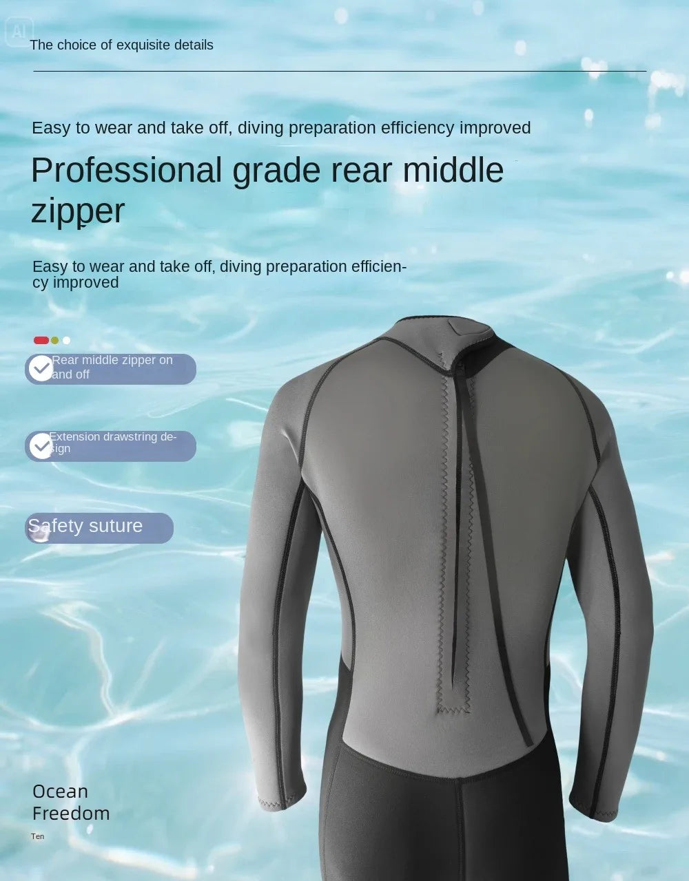 Men’s 3MM Neoprene Wetsuit – Full Body Diving & Surfing Suit for Swimming, Cold Water Sports & Thermal Protection