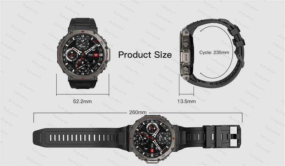 GPS Smartwatch 1,43" HD AMOLED-scherm Ingebouwde GPS Bluetooth-oproepen Waterdicht zwemkompas GPS-sportsmartwatch voor mannen