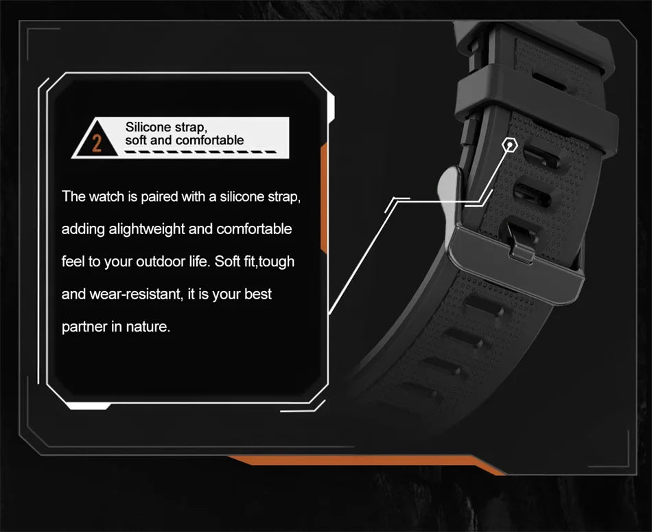 Outdoor Military Smart Watch Men Compass GPS Track Bluetooth Call IP68 Waterproof AMOLED Screen Smartwatch Compatible with Android IOS