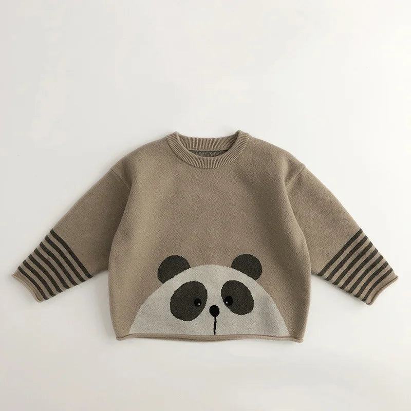 Spring Basic Toddler Kids Knit Pullover Cartoon Girls Boys Casual Pullover Knitwear Children Sweater Coat 1-6Y Unisex