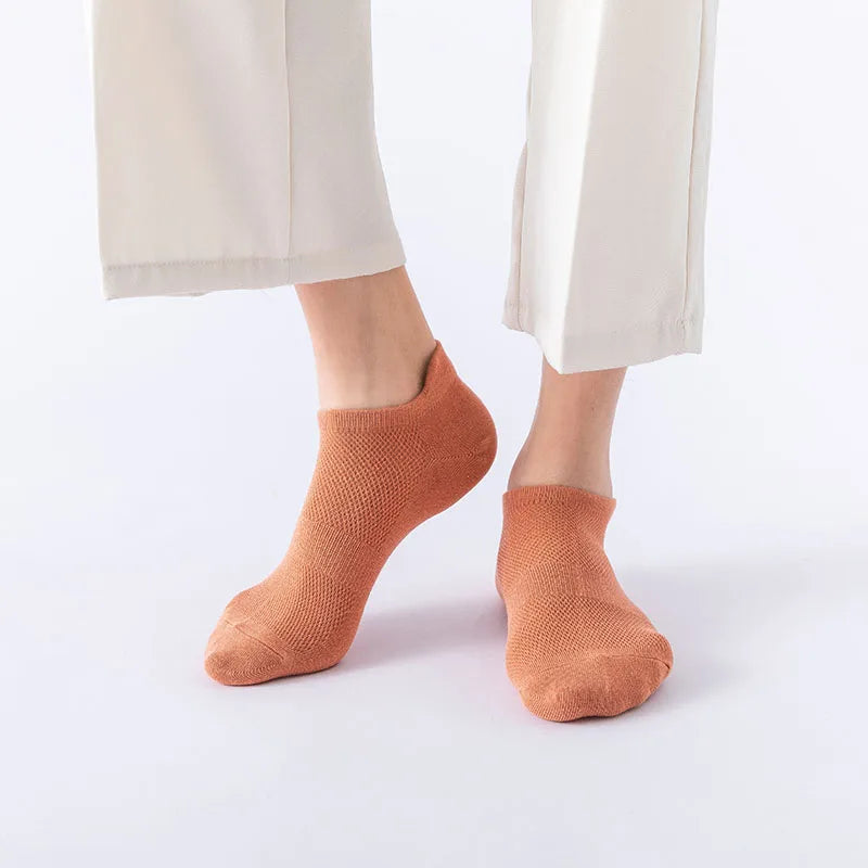 5 Pairs Summer Men's Cotton Short Mesh Harajuku Comfortable Solid Colour Casual Ankle Socks Male Net Sneaker Socks