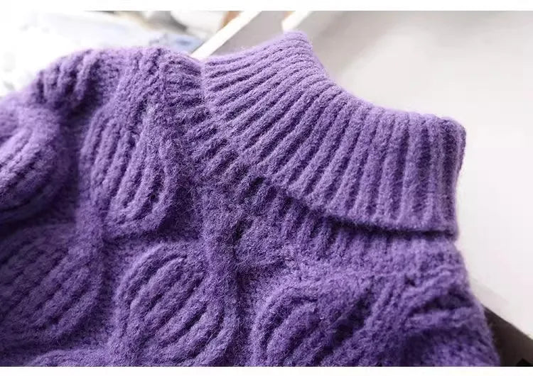 Kids Sweaters Turtleneck Girls Boys Knitwear Children Pullover Warm Kids Base Tops 2-8Y Unisex