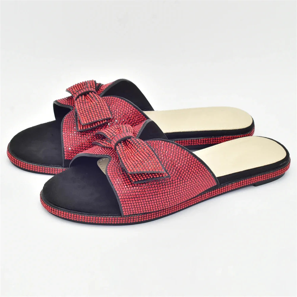 2025 Bling Crystal Bowknot Pumps Women Wedding Shoes Bride Elegant Low Heels Nigerian Women Pumps Shoe for Women Designer Luxury