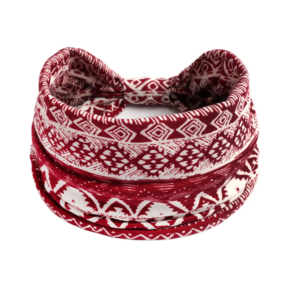 Bohol Headbands Women Wide Knotted Hairbands Elastic Turban Head Bands Non-Slip Floral Yoga Sports Sweatbands Workout Head Wraps