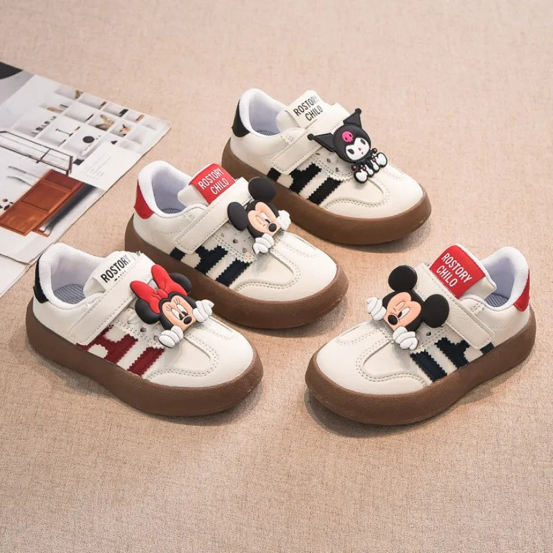 Cartoon Children's Casual Shoes Cute Minnie Girls Sneakers Fashion Mickey Boys Sport Shoes Anti-Slip Soft Sole Kids Board Shoes