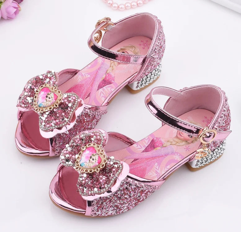 New Elsa Shoes For Girls Cartoon Leather Children Shoes Frozen Princess Kids Shoes Girl Sandals Dress Snow Queen Sandal Koreans