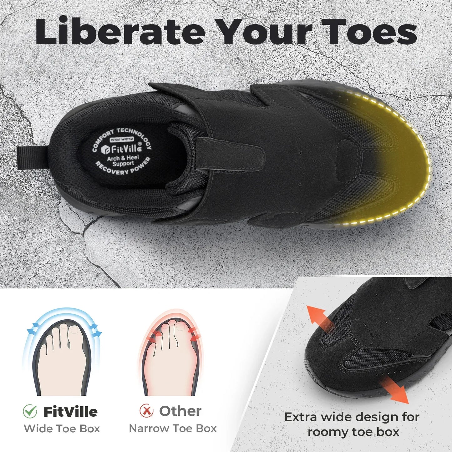 Men's Diabetic Shoes Wide 2E Slip-On Suitable For Swollen Feet Walking Shoe With Arch Support For Foot Pain Relief
