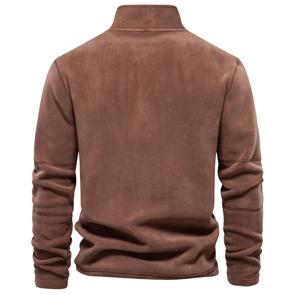 Men's Quality Thickened Warm Fleece Jacket for Men Zipper Neck Pullover Male Sweatshirt Soft Shell Jacket
