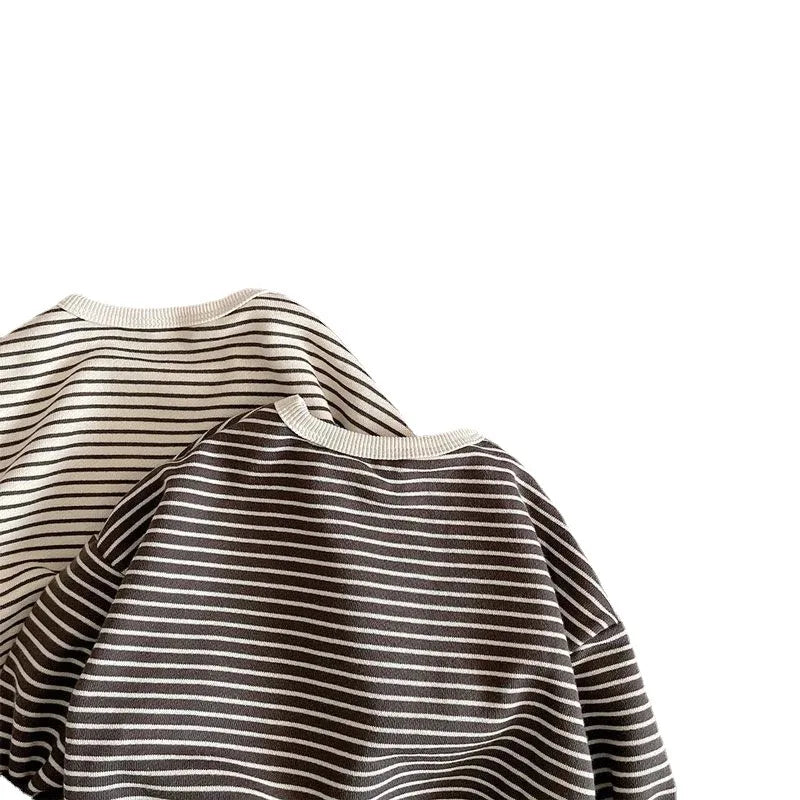 2025 Lente Nieuwe Kinderen Lange Mouw Gestreepte T-shirts Baby Jongen Meisje Casual Sweatshirt Peuter Losse Onderkant Tops Kinderkleding Unisex