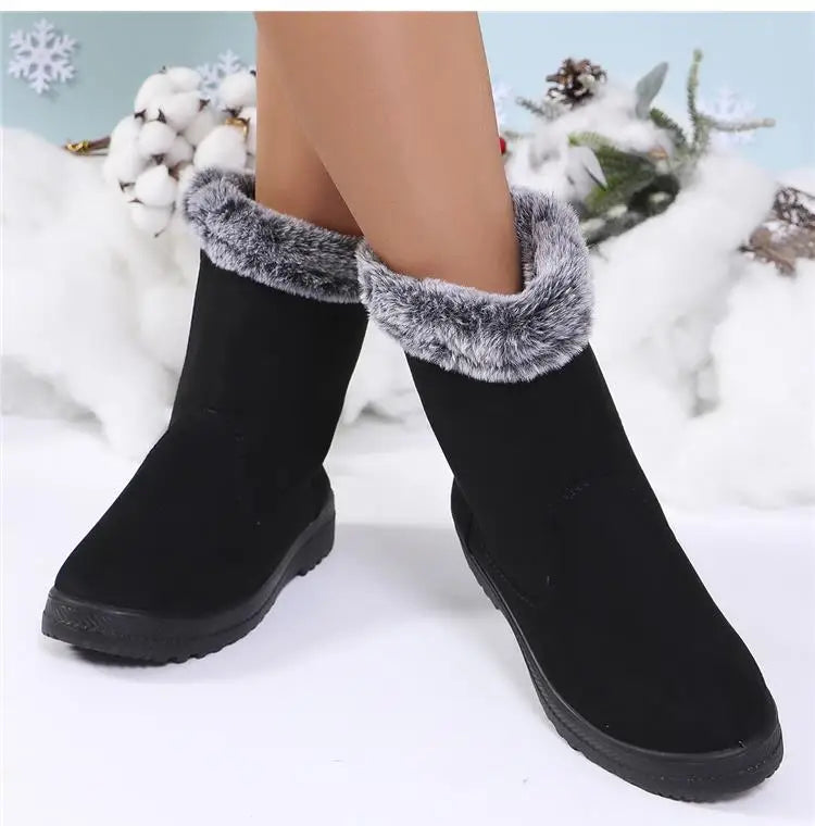 Winterlaarzen voor dames 2025 Trendschoenen Dames Platform Damesschoenen Platte Halfhoge Laarzen Platform Winterlaarzen voor dames Botas Mujer