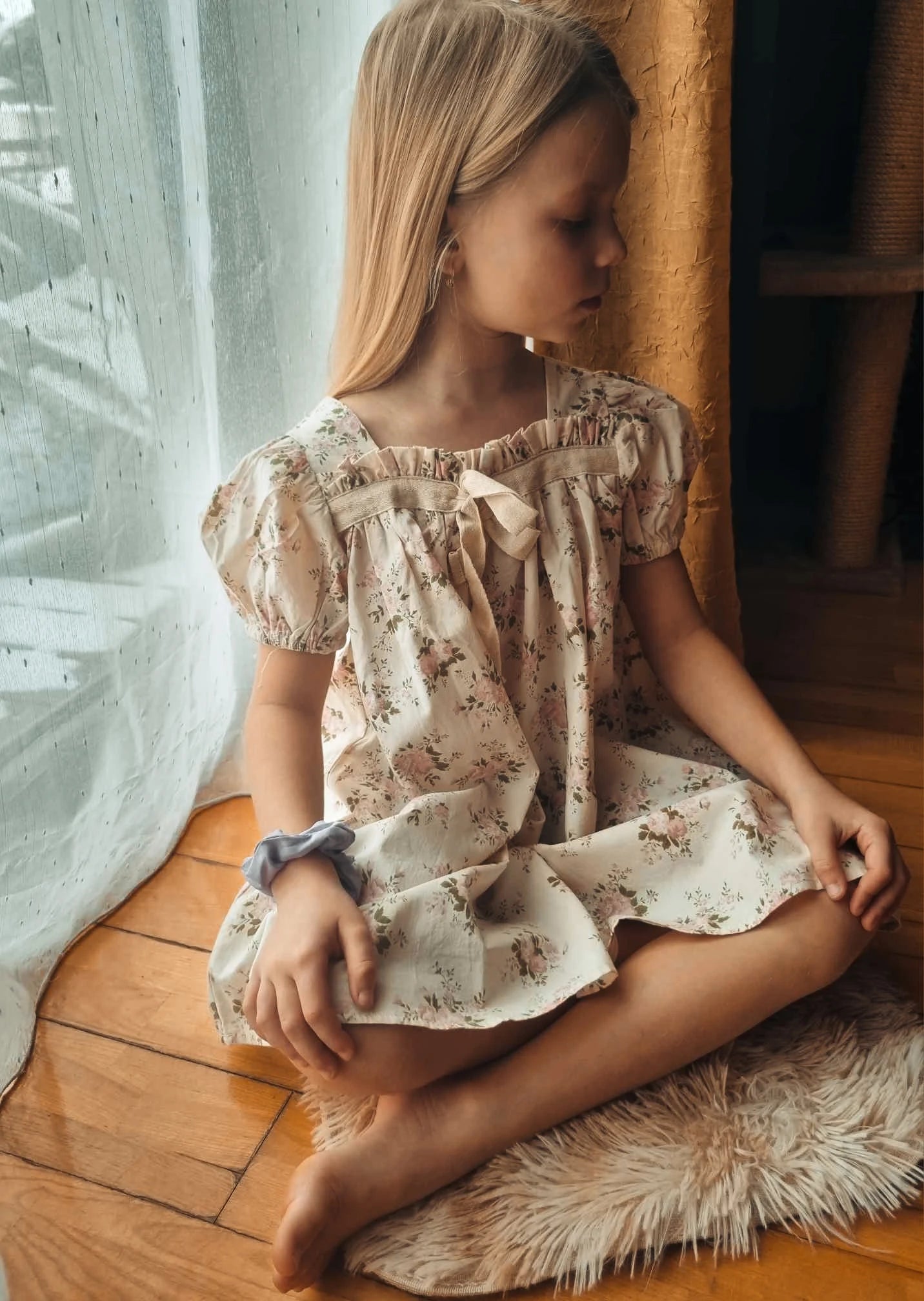 Summer Kids Dress Floral Dress For Girls Short Sleeve A Line Party Dress Girls Clothes 1-6 Years