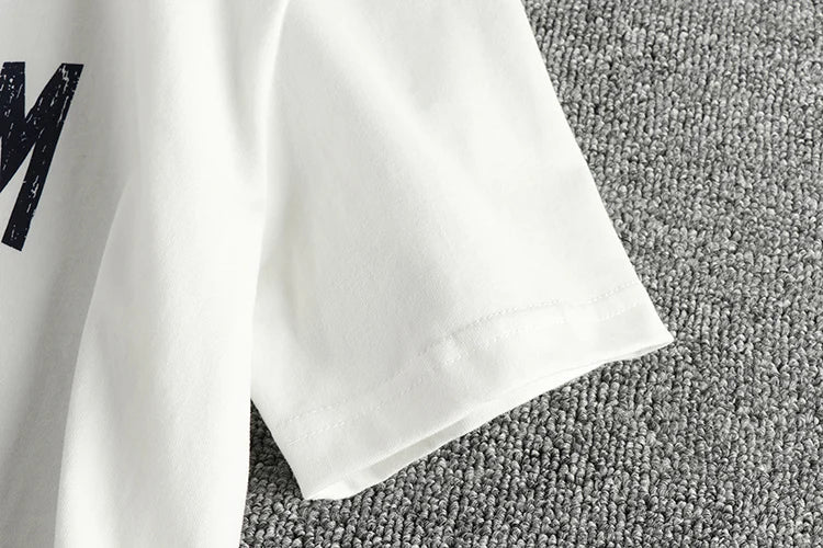 Summer American Retro Short Sleeve O-neck Letter Motorcycle Printed T-shirt Men's Fashion 100% Cotton Washed Casual Youth Tops