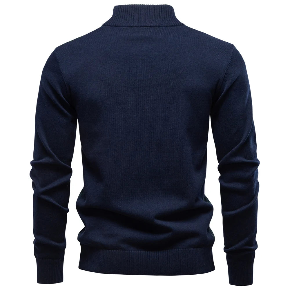 Men's Striped Sweater Solid Colour Knitted Pullover Warm Luxury Cotton Autumn Winter Casual Turtleneck Men's Sweaters