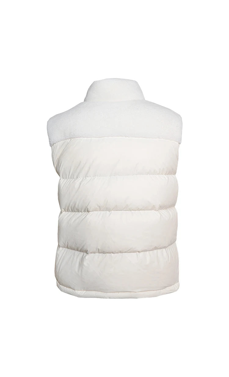 Women's High-Quality Woollen Luxury Jacket, Thick White Duck Down Vest Coats For Ladies