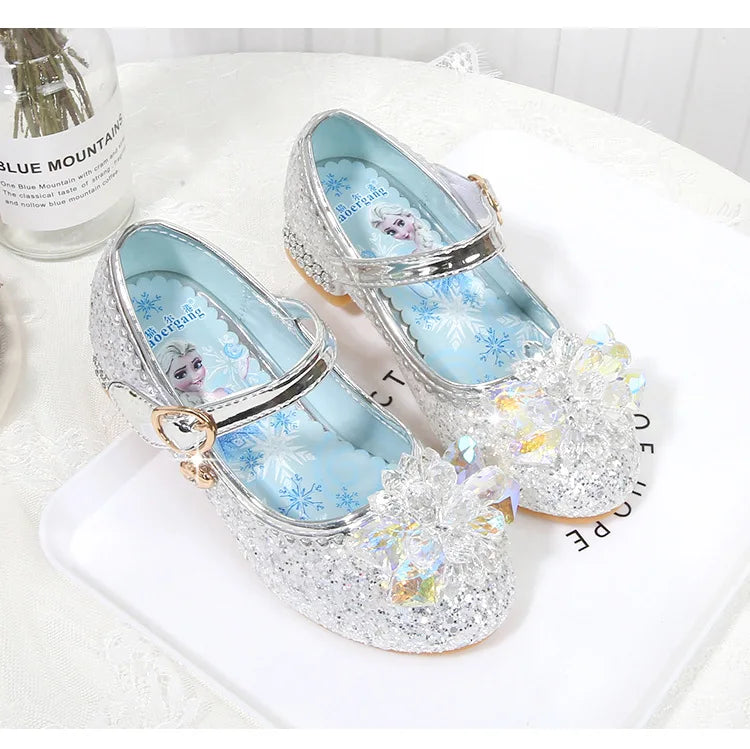 Fashion Elsa Princess Girl Shoes Frozen Cartoon Dress Shoes For Girls Fashion Party Shoes With High Heels Christmas Gifts