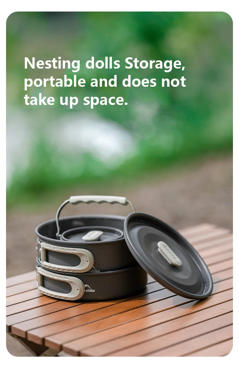 Portable Camping Cookware Set Outdoor Frying Pan Kettle Collapsible Picnic Tableware Kitchenware Furniture