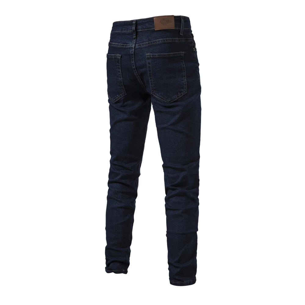 Men's Autumn Denim Jeans Pants Slim Fit Straight Quality Cotton Jeans Business Casual Denim Pants For Men