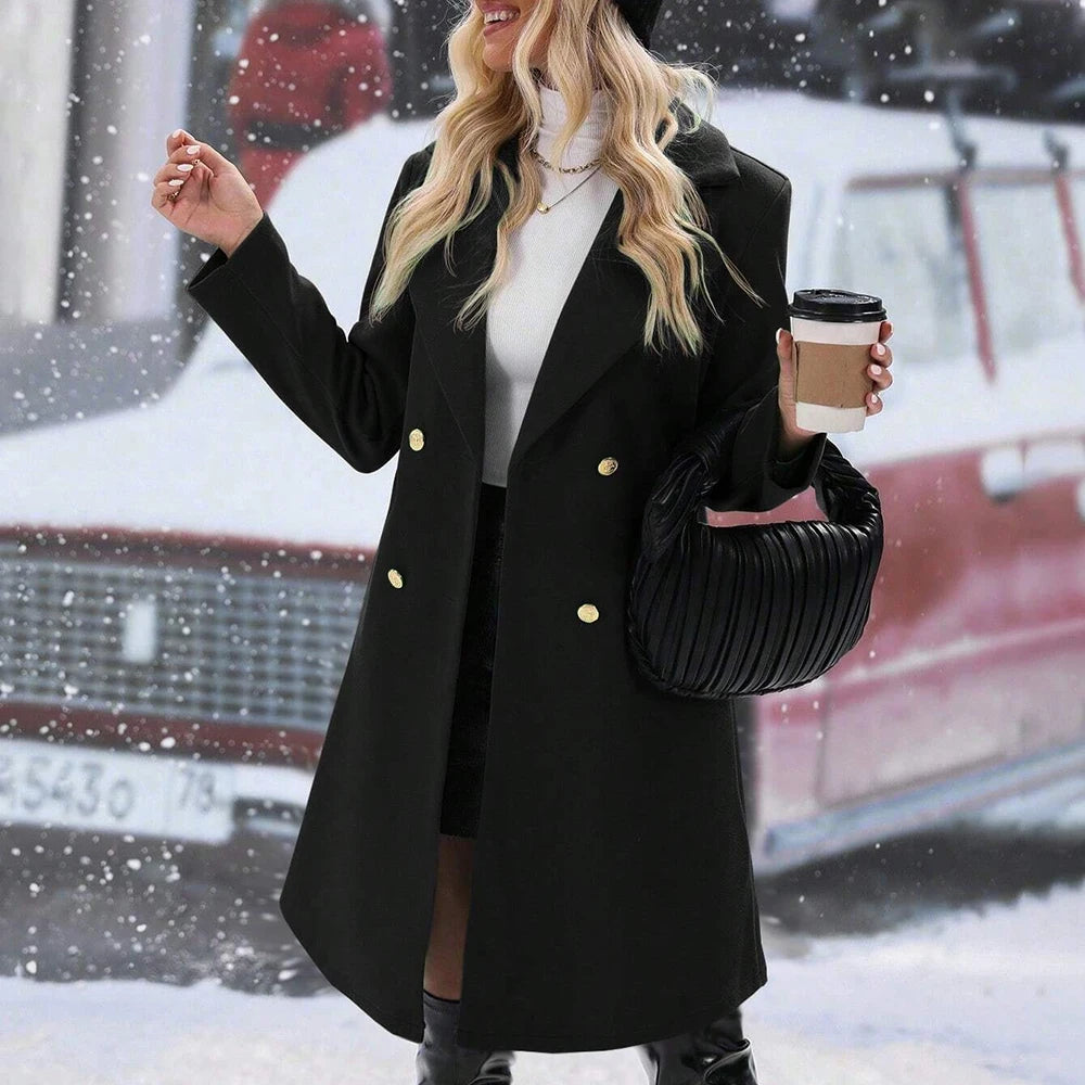Women's Coats Winter Decent Korean Off White Knot Long Sleeve Lapel Regular Workwear Coats