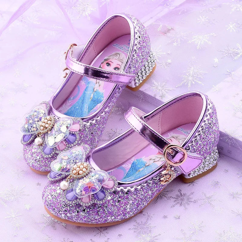 Kid fashion shoes Girls Sandals Frozen 2 Elsa Princess Shoes Little Girls Crystal Shoes Children High Heels Catwalk Show Shoes