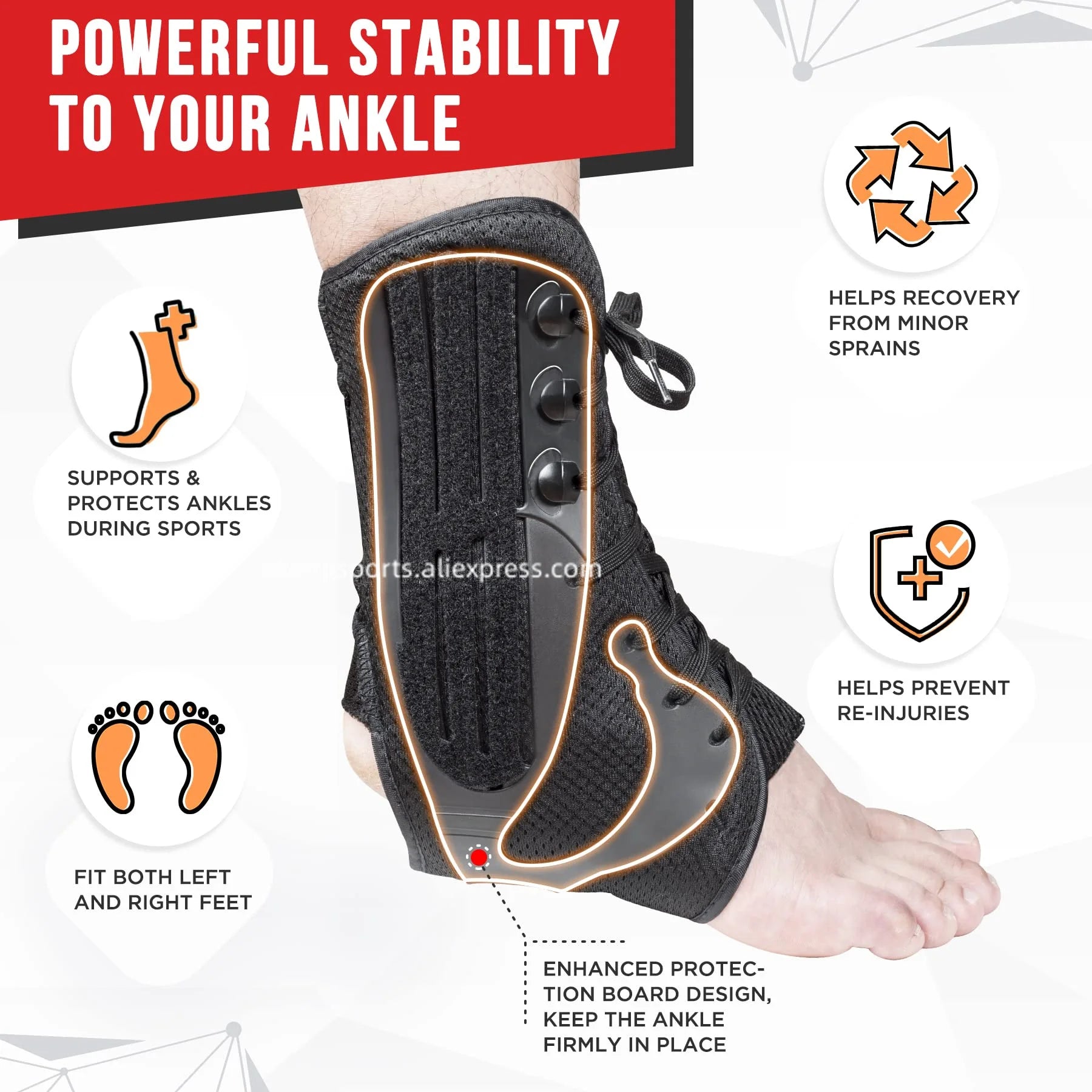 1PC Sports Ankle Brace And Support For Achilles Tendonitis, Joint Pain & Swelling - Heel Spur Ankle Stabilizer Brace & Tendon Protection