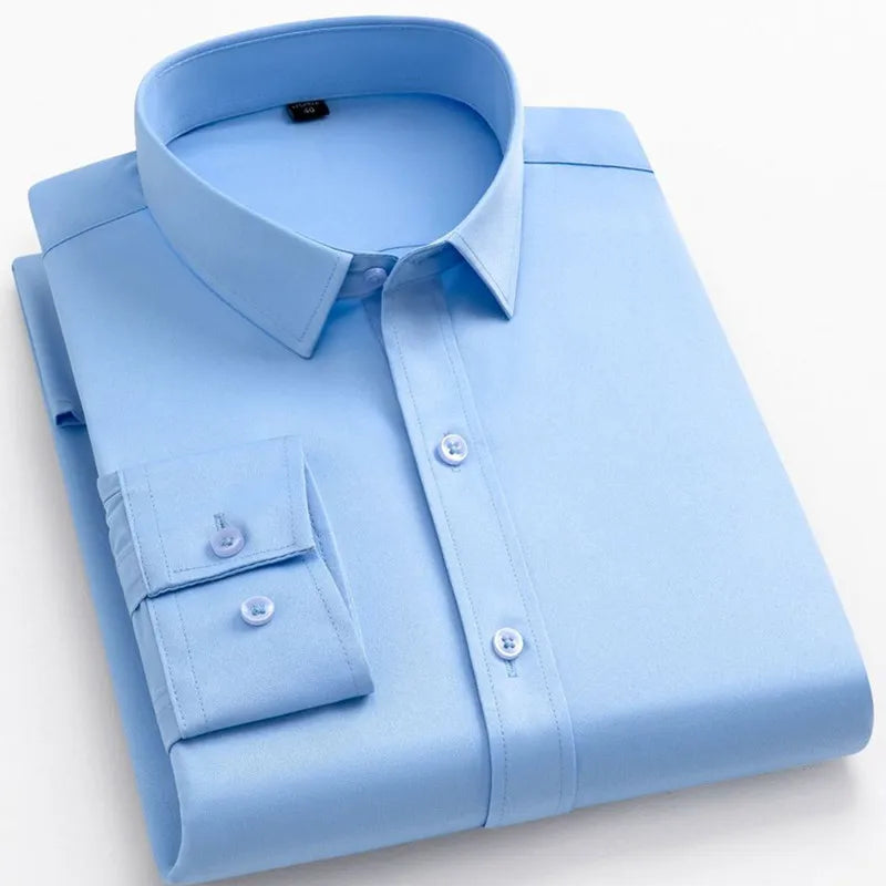 Non-iron Solid Office Shirts for Men Latest Anti-wrinkle Comfort Soft Business Without Pocket Smart Causal Purple Slim Fit Blous