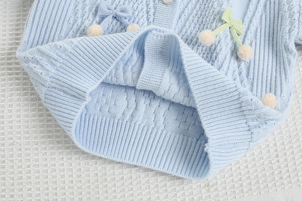 New Autumn Kids Knitted Cardigan Candy Colour Bow Girls Knitted Sweater Korean Loose Children Tops 9M-5T Girls