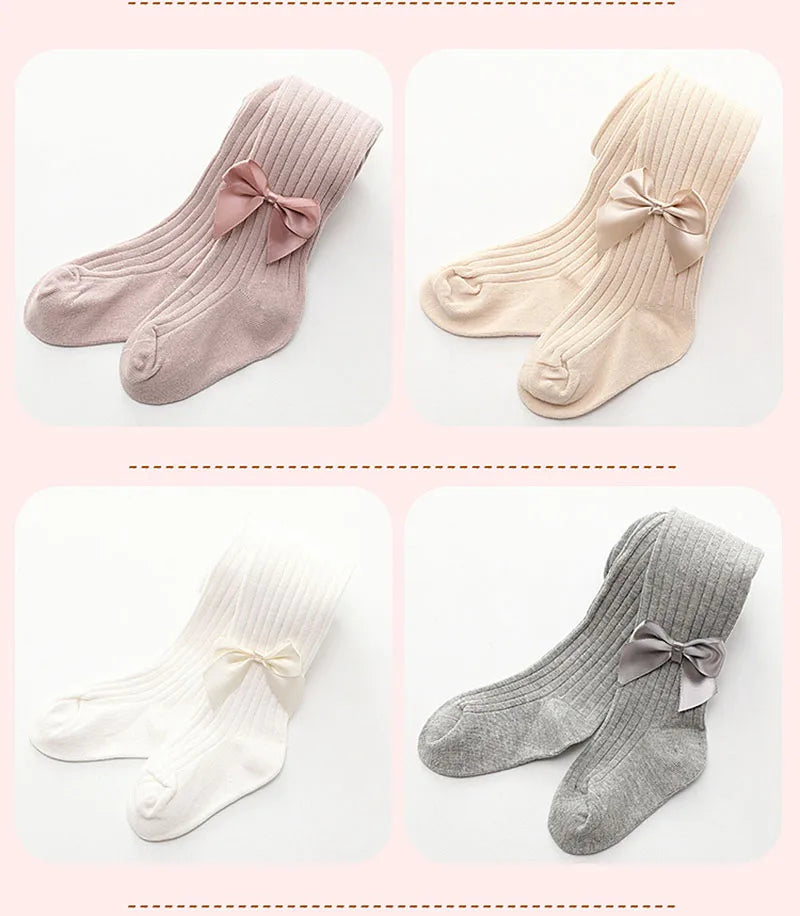 Autumn Kid's Pantyhose Girls Leggings New Born Baby Big Bow Legging Multi Colours Children's Vertical Striped Base Pants Girls