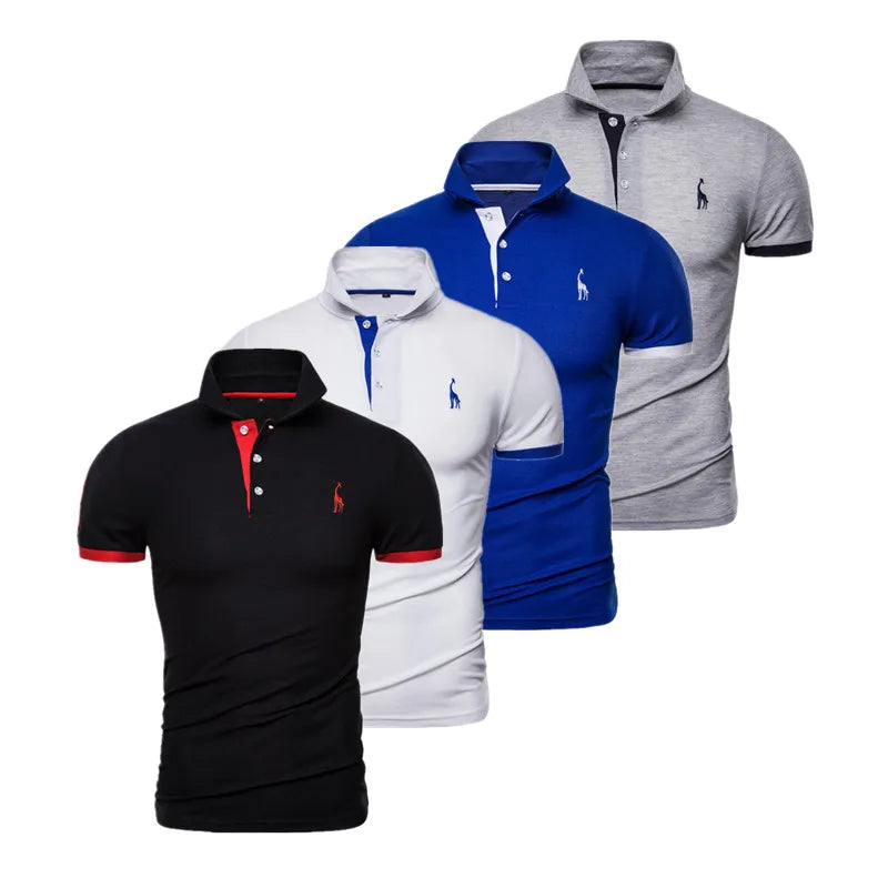 Men's 4 Pcs Embroidery Polo Shirt Casual Business Social Short Sleeve Summer Quality Slim Fit Shirts For Men
