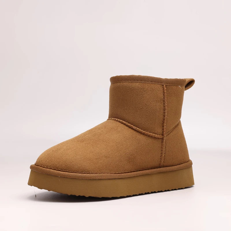 Women's Winter Classic Snow Boots Warm and Comfy Flat Furry Boots Outdoor and Indoor Non-Slip Fluffy Female Cotton Shoes