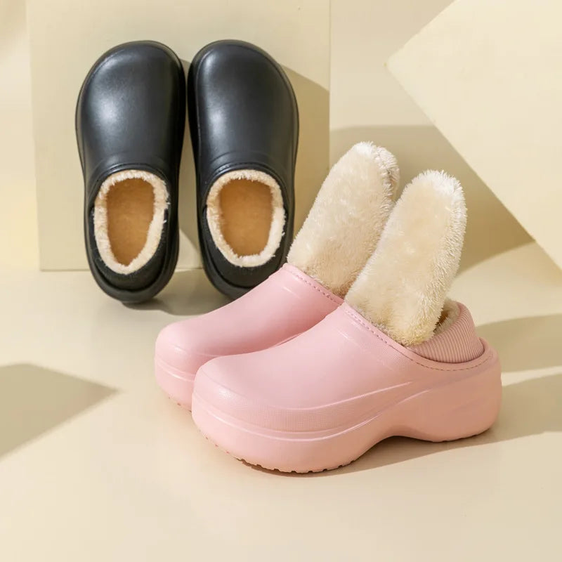 Women's Winter Warm Fashion Furry Slippers Cotton Slides For Outdoor Indoor Couples Use With Non-Slip Thick Sole Plush Fluffy Ladies' Slippers