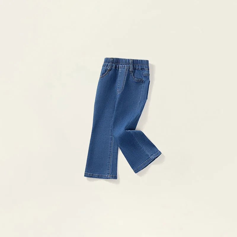 New Autumn Kids Jeans Girls Cute Slim Fit Denim Flared Pants Children Simplicity Blue Skinny Trousers 1-6Y 2-7T Girls