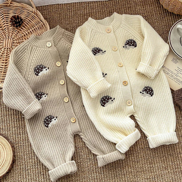 2025 Spring New Children Clothes Animal Embroidery Girls Rompers Single Breast Boys Jumpsuits For Babies 0-1Y Unisex