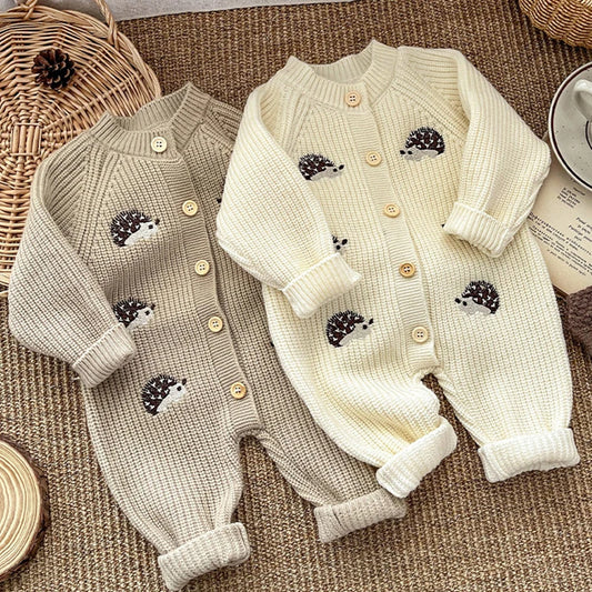 2025 Lente Nieuwe Kinderkleding Dieren Borduurwerk Meisjes Rompers Enkele Borst Jongens Jumpsuits Voor Baby's 0-1 Jaar Unisex