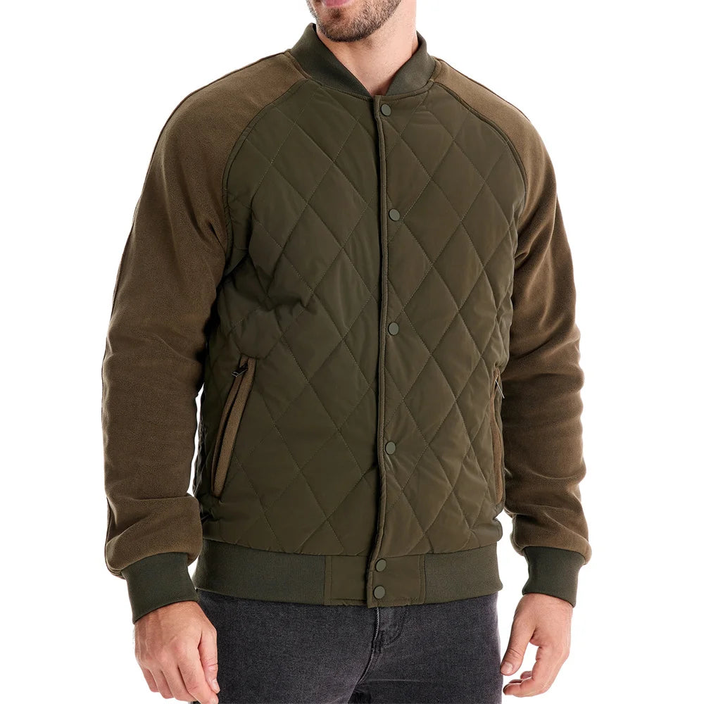 Men's Winter Warm Thick Sherpa Fleece Jacket Patchwork Fur Collar Fashion Casual Work Jackets for Men