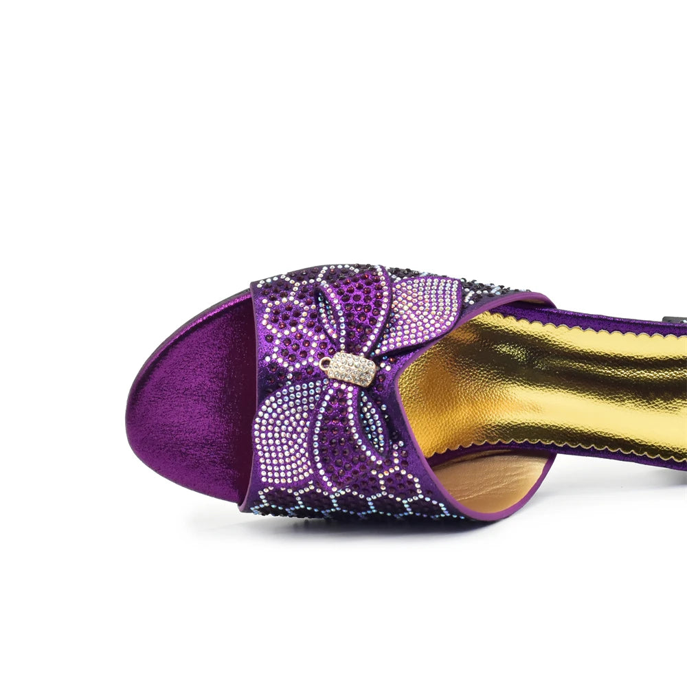 Women's Plus Size Luxury Glitter Studs Bow-tie Round Toe Classical Design Pumps With Low Heels and Rhinestone-Decorated for Ladies' Party Pumps