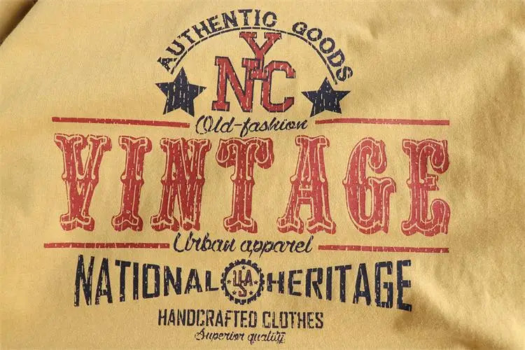 2025 Summer New American Retro Short Sleeve O-neck Letter Printed T-shirt Men's Fashion 100% Cotton Washed Casual Youth Tops