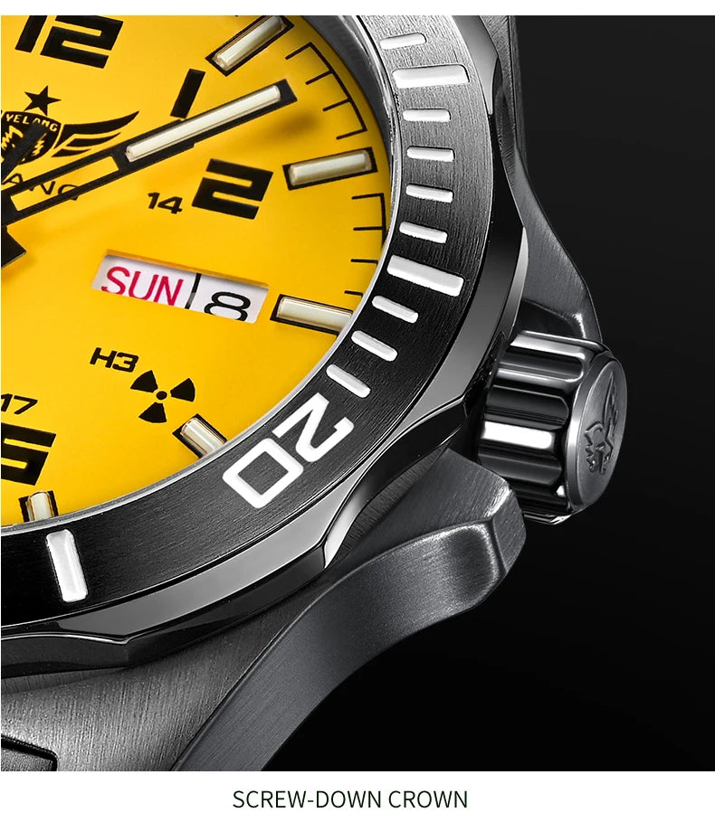 Yelang V1019 44MM Men's Mechanical Automatic Watch NH36 Movement 300M Waterproof Sapphire Lens 10BAR Deep Diving Stainless Steel Watch