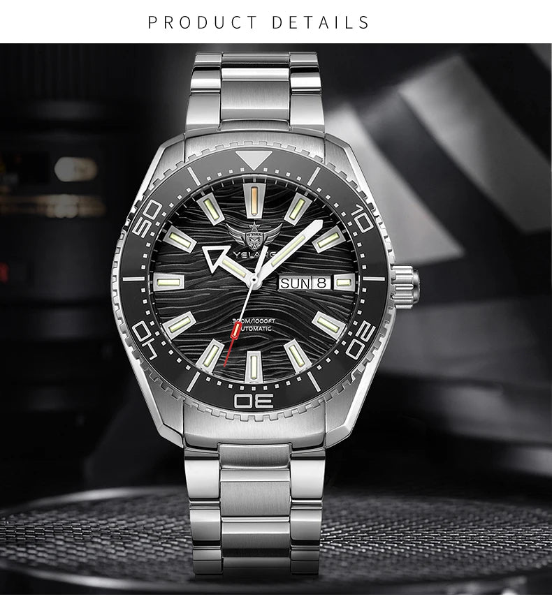 Yelang V5.2 Mechanical Watch 44M Rotatable Ceramic Bezel Sapphire Lens SW220 300m Super Waterproof Men's Diving Watch Reloj