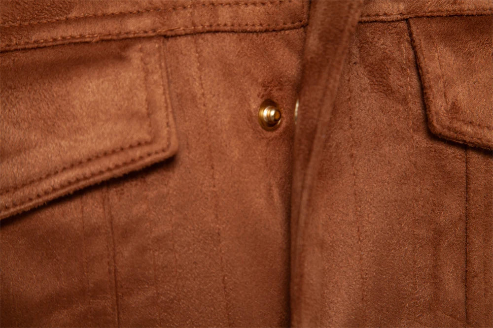 2023 Nieuwe herfst-winter suède leren jas herenmode luxe casual omslagkraag herenjas