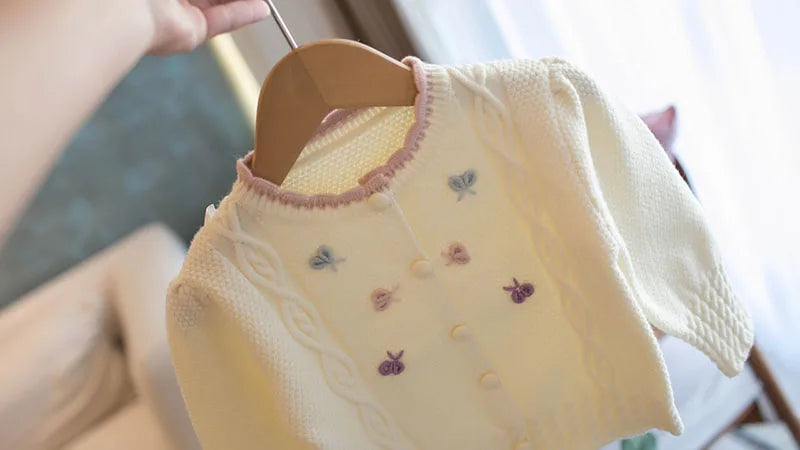 New Autumn Kids Sweater Cute Bow Girls Knitwear Clothes Knit Korean Version Children's Cardigan Tops 2-6T Girls