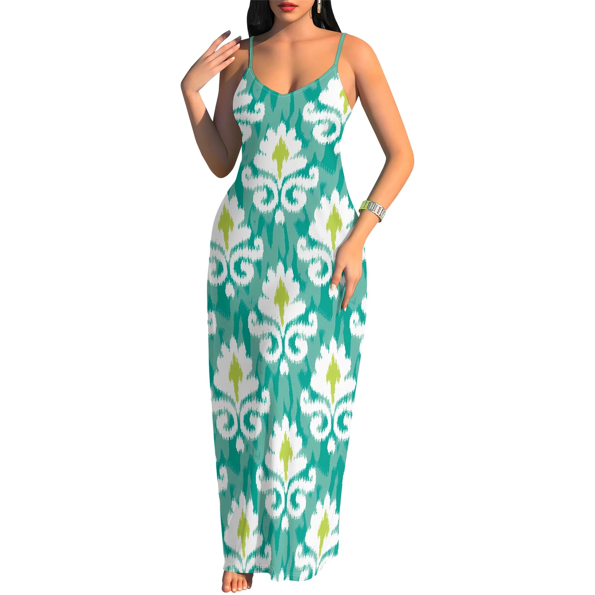 Tribal Print Sleeveless Maxi Dress for Women Summer Boho Bodycon Long Sundress Holiday Outfit
