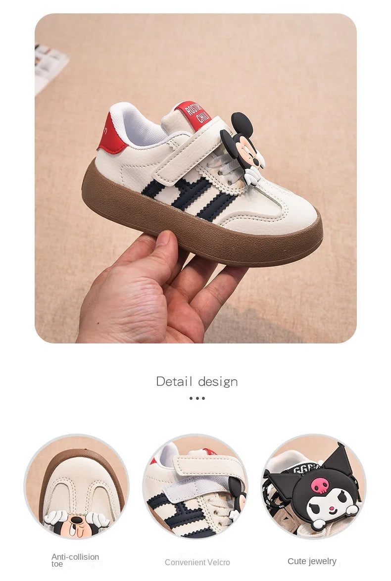Cartoon Children's Casual Shoes Cute Minnie Girls Sneakers Fashion Mickey Boys Sport Shoes Anti-Slip Soft Sole Kids Board Shoes