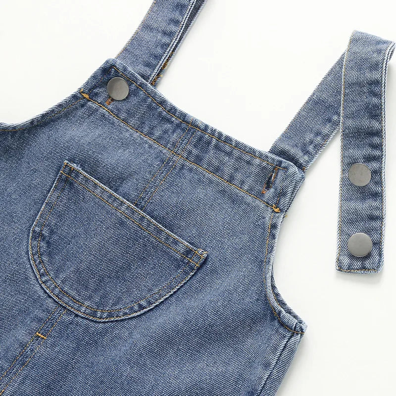 Kids Trousers Solid Brief Girls Denim Overall Boys Jumpsuits 1-6Y Unisex