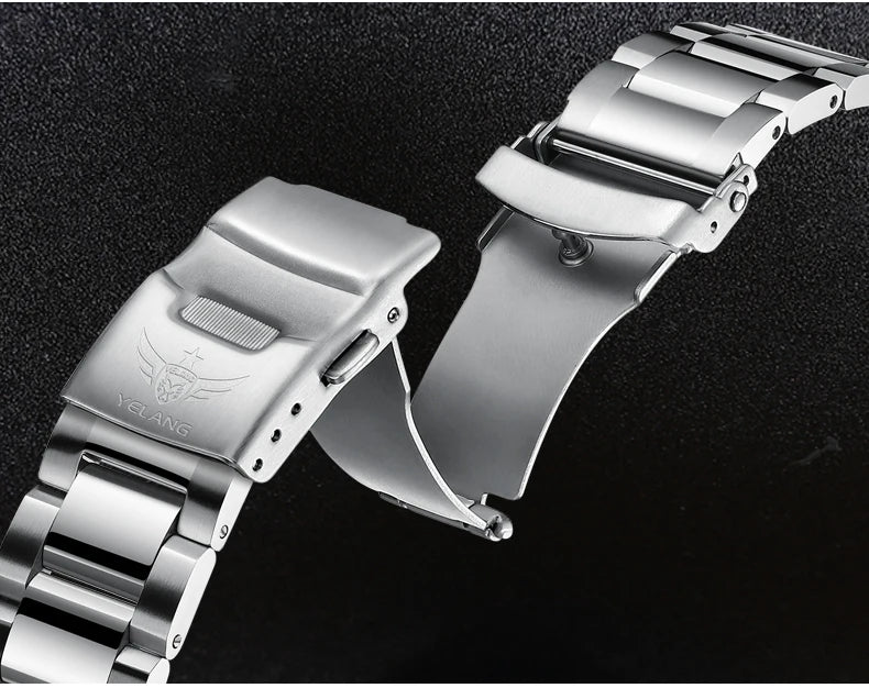 YELANG V1036 42mm Men's Quartz Watch Luminous Display Japan Movement 30ATM Waterproof Stainless Steel Band with Luminous Hands