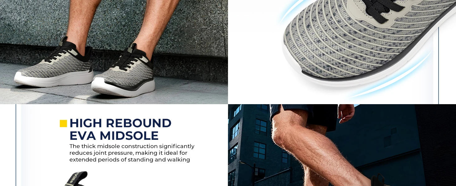 Men’s Wide Fit Walking Shoes – Breathable Lightweight Sneakers with Arch Support & Shock Absorption for Flat Feet