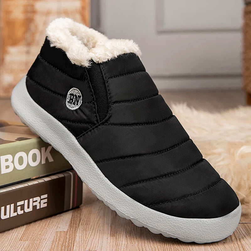 Winter Women Flats Warm Fur Black Ladies Shoes Round Toe Waterproof Shoes Sneakers Women Flat Zapatos De Mujer Shoes Woman