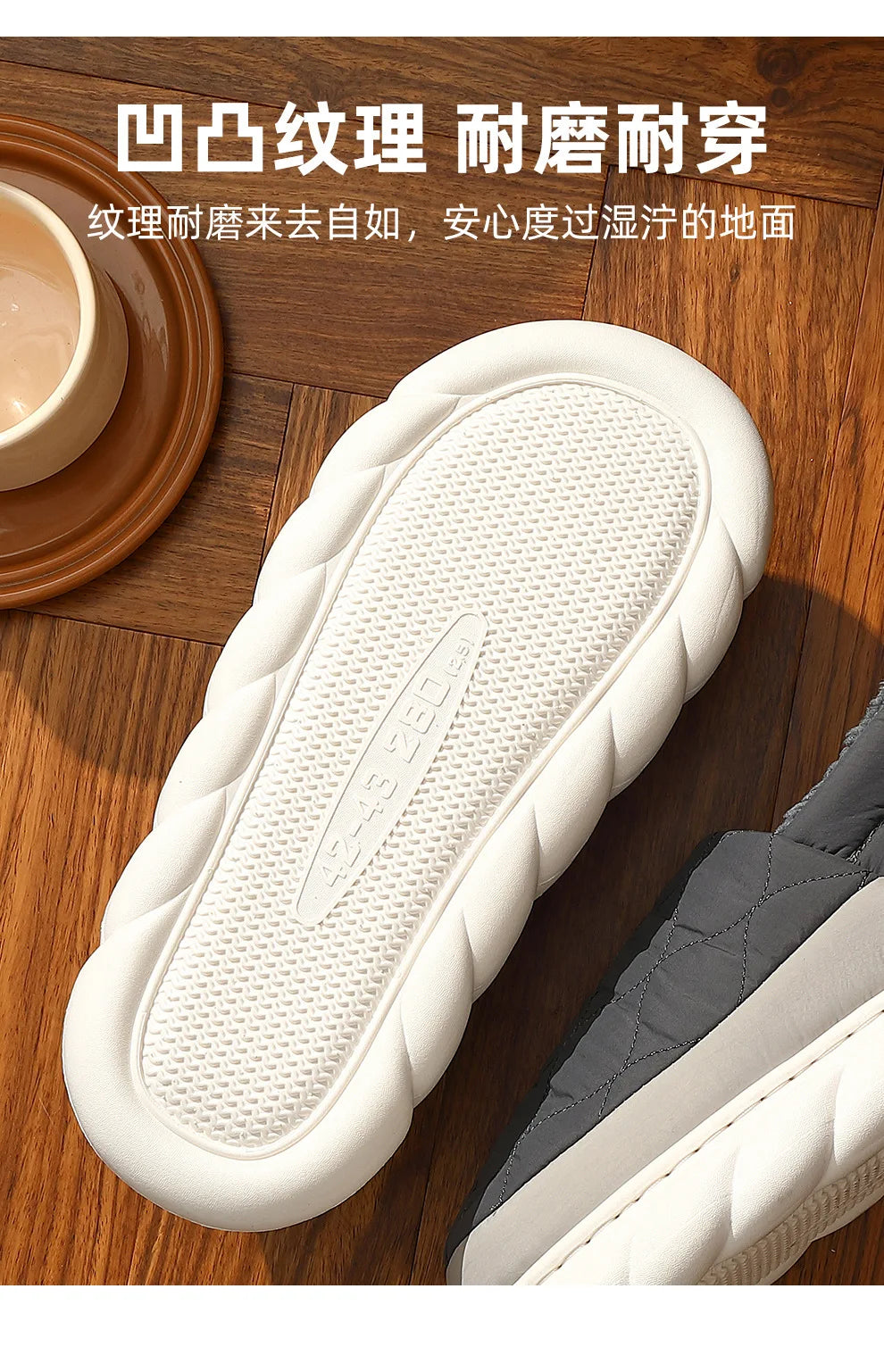 Unisex Plush Winter Slippers Outdoor and Indoor Warm Waterproof Cotton Shoes With Anti-Skid Thick Sole Home Slides For Men & Women